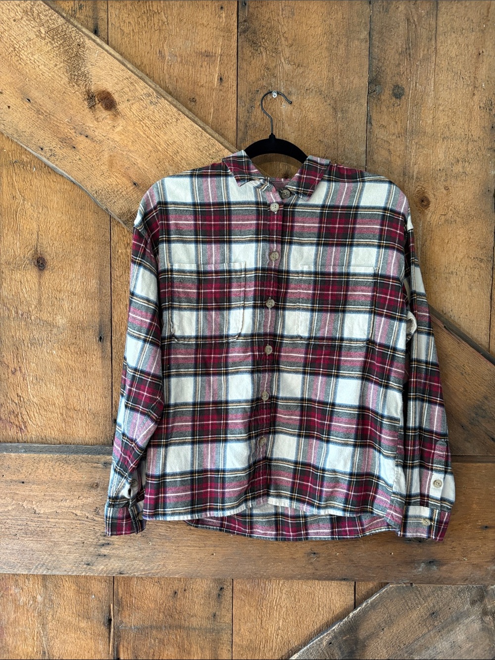 Madewell Womens Plaid Button Down Shirt Red White Black Cotton AF641 Small - Picture 1 of 7